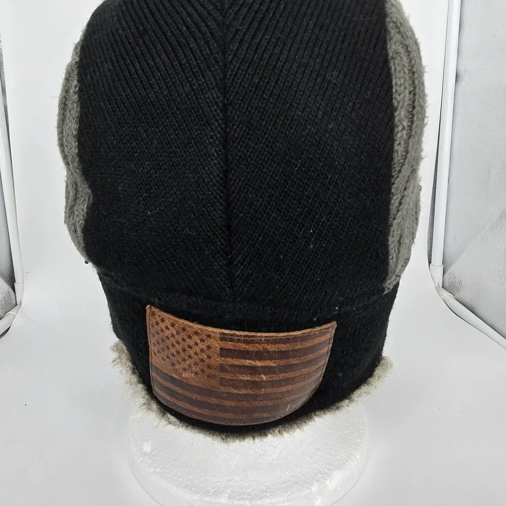 Vtg Rocawear Trapper Hat Faux Fur Ushanka Y2K‎ Cyber Goth Streetwear Black Gray